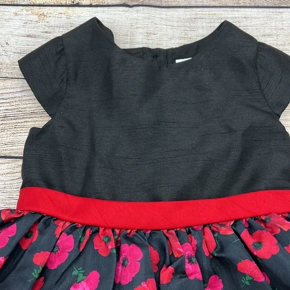 Gymboree Red and Black Poppy Taffeta Bow Back Dress Girls Size 5T - Picture 3 of 6
